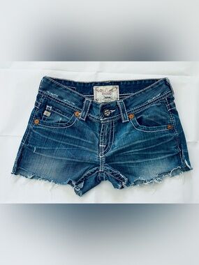 Big Star Denim Shorts Womens 27 Blue Sofia Cut Offs Low Rise Stretch Denim Y2k